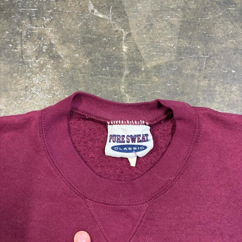 Vintage Pure Sweat Classic Sweatshirt XL Faded Burgundy Red 90s Crewneck 0369 - Picture 3 of 5